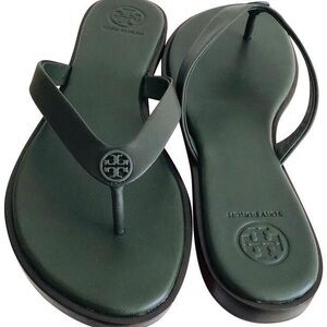 Tory Burch Benton Shoes Thong Slides Flip Green Sz 8